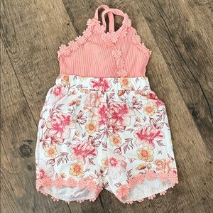 Floral Pink and White Baby Romper